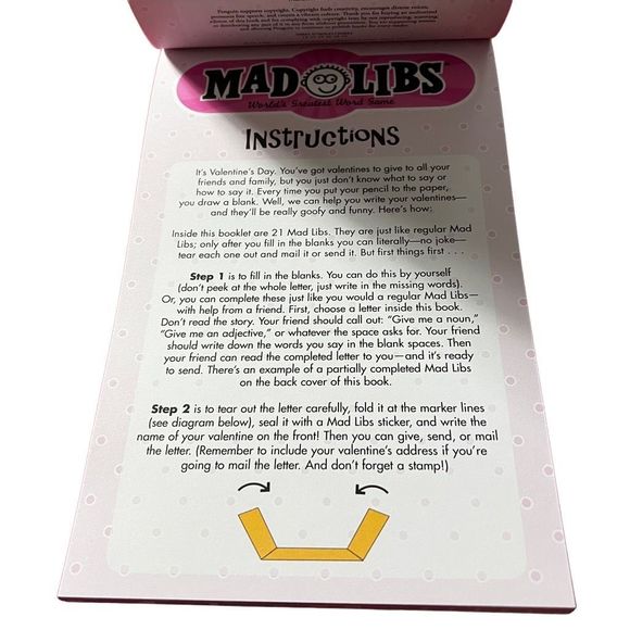 Mad Libs Dear Valentine Letters Fun‎ Hilarious Workbook for Kids Gift Idea - Picture 2 of 5